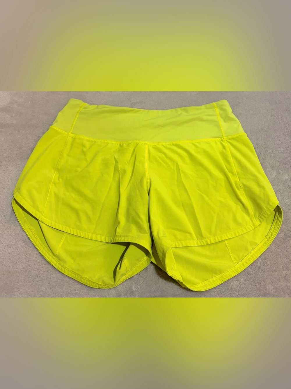 Neon Yellow Lululemon Speed Up Shorts 4” Size 4